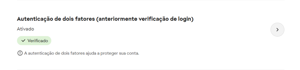 Botão azul Ver códigos de backup